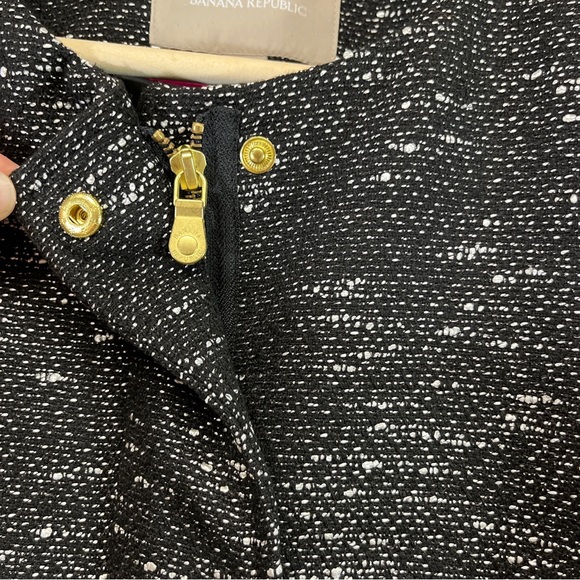 Banana Republic Black Tweed Longline Jacket Petite Small PS Swing Collarless B87 - Picture 6 of 16